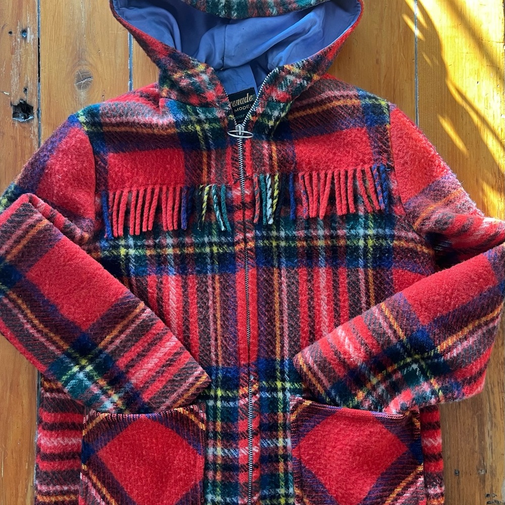 1960’s/70’s Plaid Hooded Jacket with Fringe